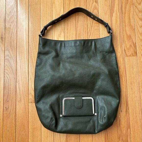 Lazaro Olive Green Soft Leather Large Shoulder Bag‎ Travel Purse - Picture 1 of 10